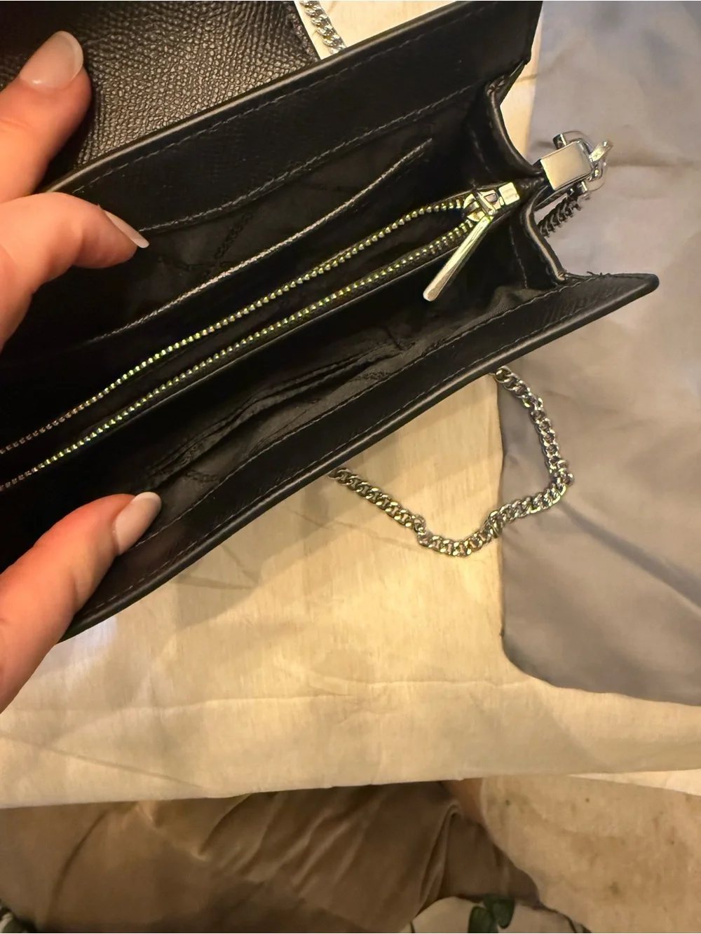 Michael Kors Black Saffiano Leather Crossbody with Silver MK Logo